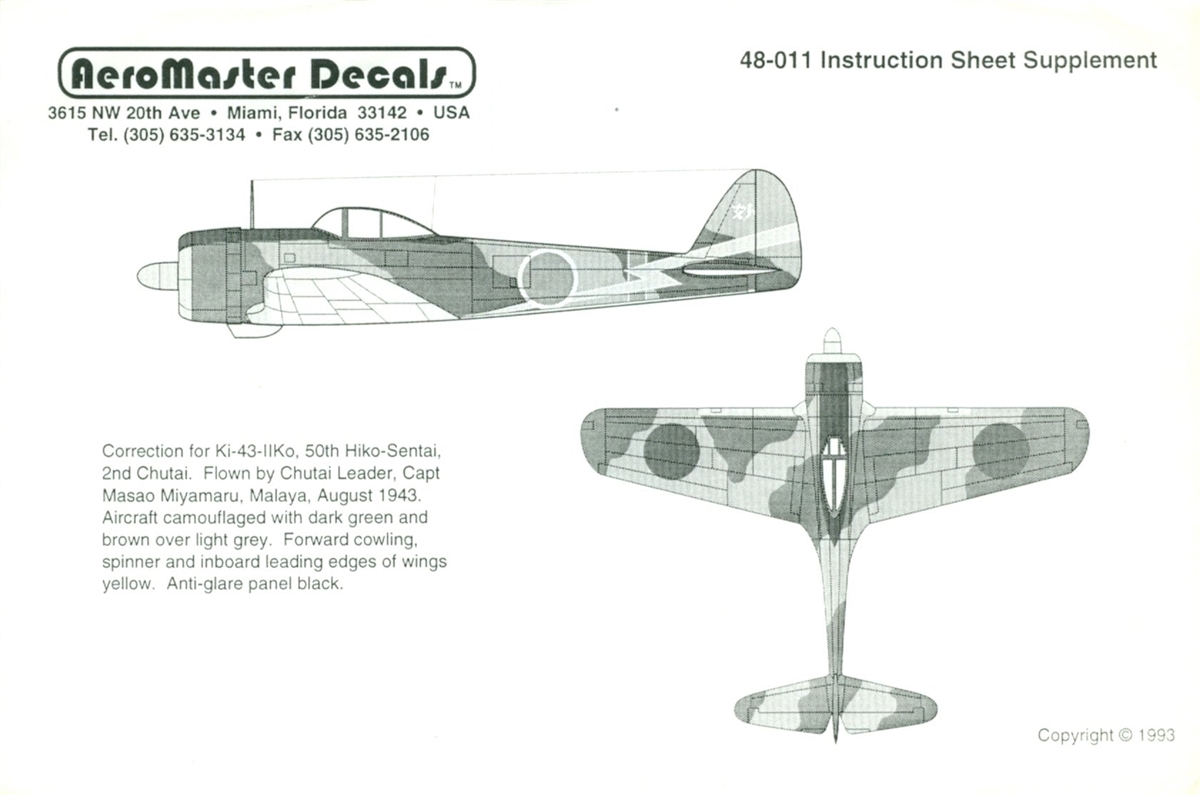 AeroMaster 48-011 Nakajima Ki-43 Hayabusas