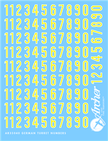 Archer AR35040Y - German WWII Turret Numbers (Yellow with White Outline)