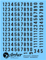 Archer AR35042B - German WWII Turret Numbers (Black - Medium Solid Type)