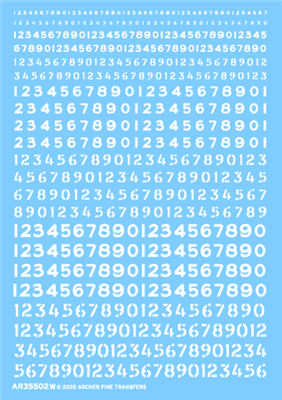 Archer AR35502W - Generic Stencil Style and Non-Stencil Style Numbers (white)