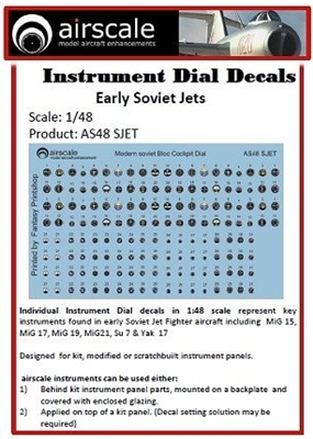 AirScale 48-SJET - Instrument Dial Decals for Early Soviet Jets