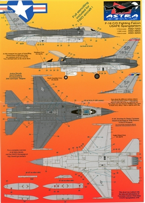 Astra Decals ASD-4803 - F-16 C/D Fighting Falcon, USAFE Spangdahlem