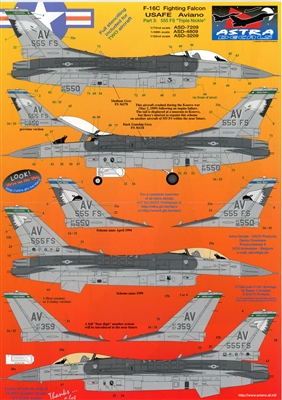 Astra Decals ASD-4809 - F-16C Fighting Falcon, USAFE Aviano, Part 3: 555 FS "Triple Nickle"