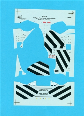 Super Scale 48-490, P-47N (2 Big and Too Heavy / Short Snorter), Partial Decal Sheet