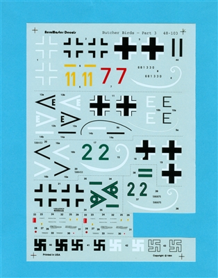 Aeromaster 48-103, Butcher Birds Part 3, Partial Decal Sheet