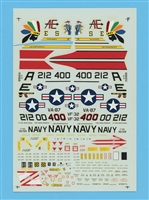 Microscale 48-186, Carrier Air Wing 6, A-7E, F14A, Partial Decal Set