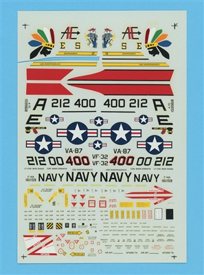 Microscale 48-186, Carrier Air Wing 6, A-7E, F14A, Partial Decal Set