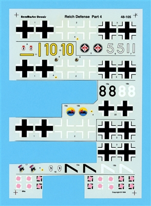 AeroMaster 48-105 - Reich Defense, Part 4, Partial Decal Sheet