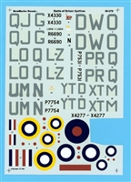 AeroMaster 48-078 Battle of Britain Spitfires, Partial/Flawed Decal Sheet
