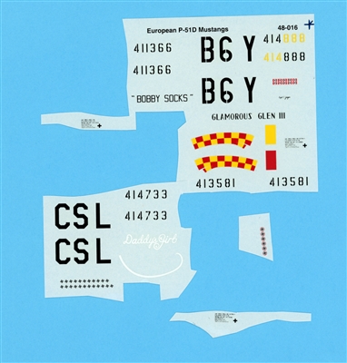 AeroMaster 48-016 - European P-51D/K Mustangs, Partial Decal Sheet