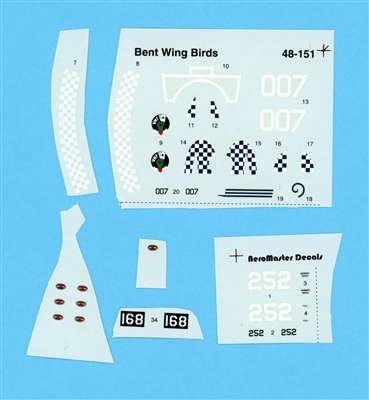 AeroMaster 48-151 - Bent Wing Birds, Partial Decal Sheet