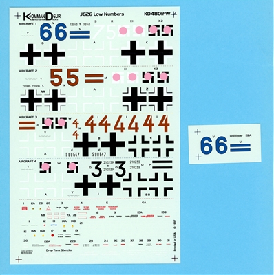 KommanDeur KD4801FW - JG26 Low Numbers, Damaged Decal Set