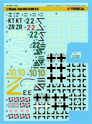 Trimaster Tridecal 48-2002 - Fw190F-8/9, Partial Decal Set, 1/48 scale