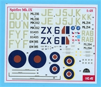 ICM - Spitfire Mk. IX, Partial kit decals, 1/48 scale