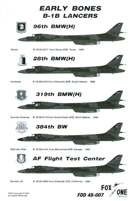 Fox One Decals 48-007 - Early Bones B-1B Lancers