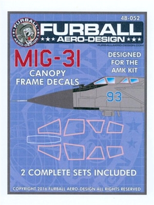 Furball 48-052 - MiG-31 Canopy Frame Decals