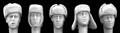 Hornet Heads HGH12 - Heads with Assorted WW2 German Pile and Fur Cold Weather Headgear