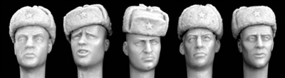 Hornet Heads HRH06 - Heads with Soviet Style WW2 Ushanka Cold Weather Caps