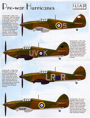 Nouveau 1:48 Iliade design decals 48001 Hawker Hurricane Mk I-Avant-guerre les ouragans 