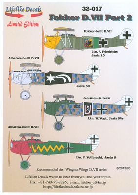 Lifelike Decals 32-017 - Fokker D.VII, Part 2