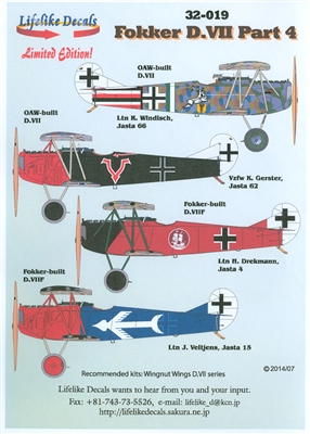 Lifelike Decals 32-019 - Fokker D.VII, Part 4