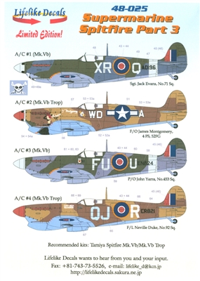 Lifelike Decals 48-025 - Supermarine Spitfire, Part 3