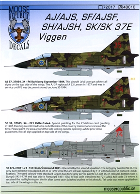 Moose Republic 48010 - Viggen (AJ/AJS, SF/AJSF, SH/AJSH, SK/SK 37E)