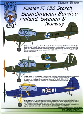 Moose Republic 48014 - Fiesler Fi 156 Storch (Scandinavian Service, Finland, Sweden & Norway)
