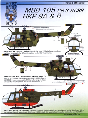 Moose Republic 48018 - MBB 105 CB-3 & CBS, HKP 9A & B