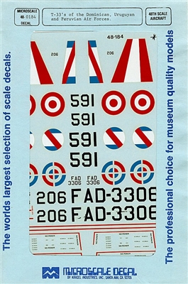 Microscale 48-0184 - T-33's of the Dominican, Uruguyan and Peruvian Air Forces