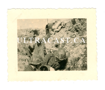 Two German Soldiers Wearing Camouflaged Helmet Covers, Original WW2 Photo