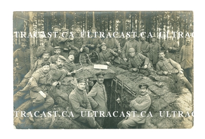 German Soldiers Posing by Dugout, Original WW1 Photo