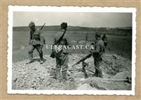 German Soldiers in Captured French Defensive Position with Hotchkiss M1914 MG, France 1940, Original WW2 Photo