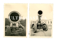 Crewman Loading Shell in German 15 cm sFH 18 Artillery Gun, WW2, Original WW2 2-Photo Set