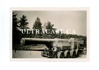 German 24 cm Schwere Kanone (t) Barrel on Heavy Transport Wagon, Original WW2 Photo