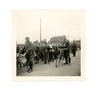 British POW's Guarded by German Soldiers with Bicycles, France 1940, Original WW2 Photo