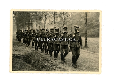 German Soldiers wearing Gas Masks, Original WW2 Photo