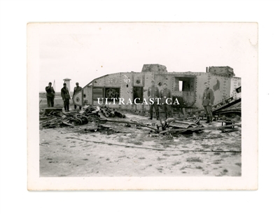 WW1 British Tank Number 10018 with German Soldiers posing for photo, Mourmelon-le-Grand, France 1941, Original WW2 Photo