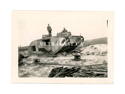 Wreck of WW1 British Tank Number 10018, Mourmelon-le-Grand, France 1941, Original WW2 Photo