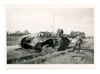 German Soldier Posing beside Destroyed French Char B Tank named Villers Bretonneux No. 402, France 1940, Original WW2 Photo