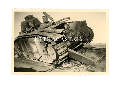 Knocked Out French Char B Tank named Fantasque No. 251, France 1940, Original WW2 Photo