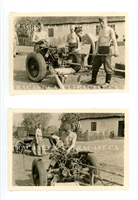 Crewmen Cleaning and Servicing 3.7 cm PaK Anti-tank Gun (2-photo set), Original WW2 Photo