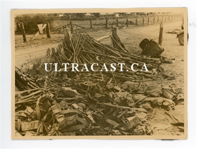 German Photo of Captured French Rifles and Equipment, France 1940, Original WW2 Photo