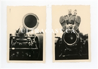 Muzzle of German 21 cm Artillery Gun (2-photo set), Original WW2 Photo