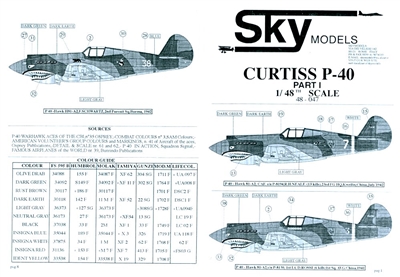 Décalcomanies FOXBOT 1:48 Pour Maquette Curtiss P-40E/M/K - Lot De Pochoirs - Neuf