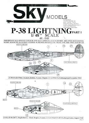 Sky Models 48048 - P-38 Lightning, Part I