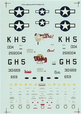 Super Scale 48-0580 - P-38J Lightning (392 FS/367th FG)