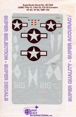 Super Scale 48-1042 - USMC F4U-1C, F4U-1D, FG-1D Corsairs