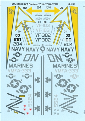 Super Scale 48-1142 - F-4S Phantoms (VF-102, VMFA-333, V-103)