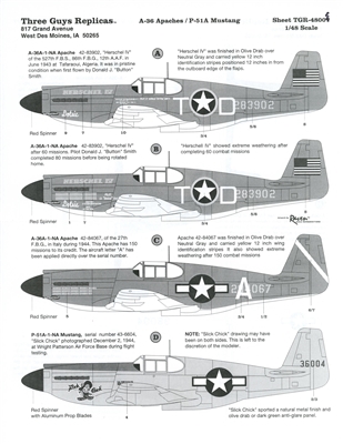 Three Guys Replicas TGR48006 - A-36 Apaches / P-51A Mustang